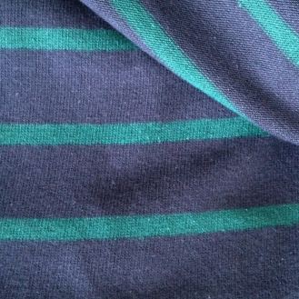 dunkelblau-grün gestreifter Jersey aus 95% Baumwolle & 5% Elastan